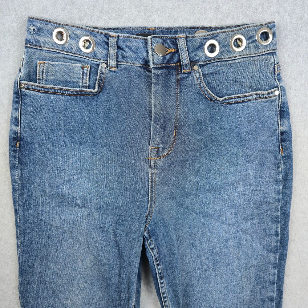 Karen Millen Womens Size 2 High Waist Jeans Grommet Waistband 26x26 - Picture 5 of 16